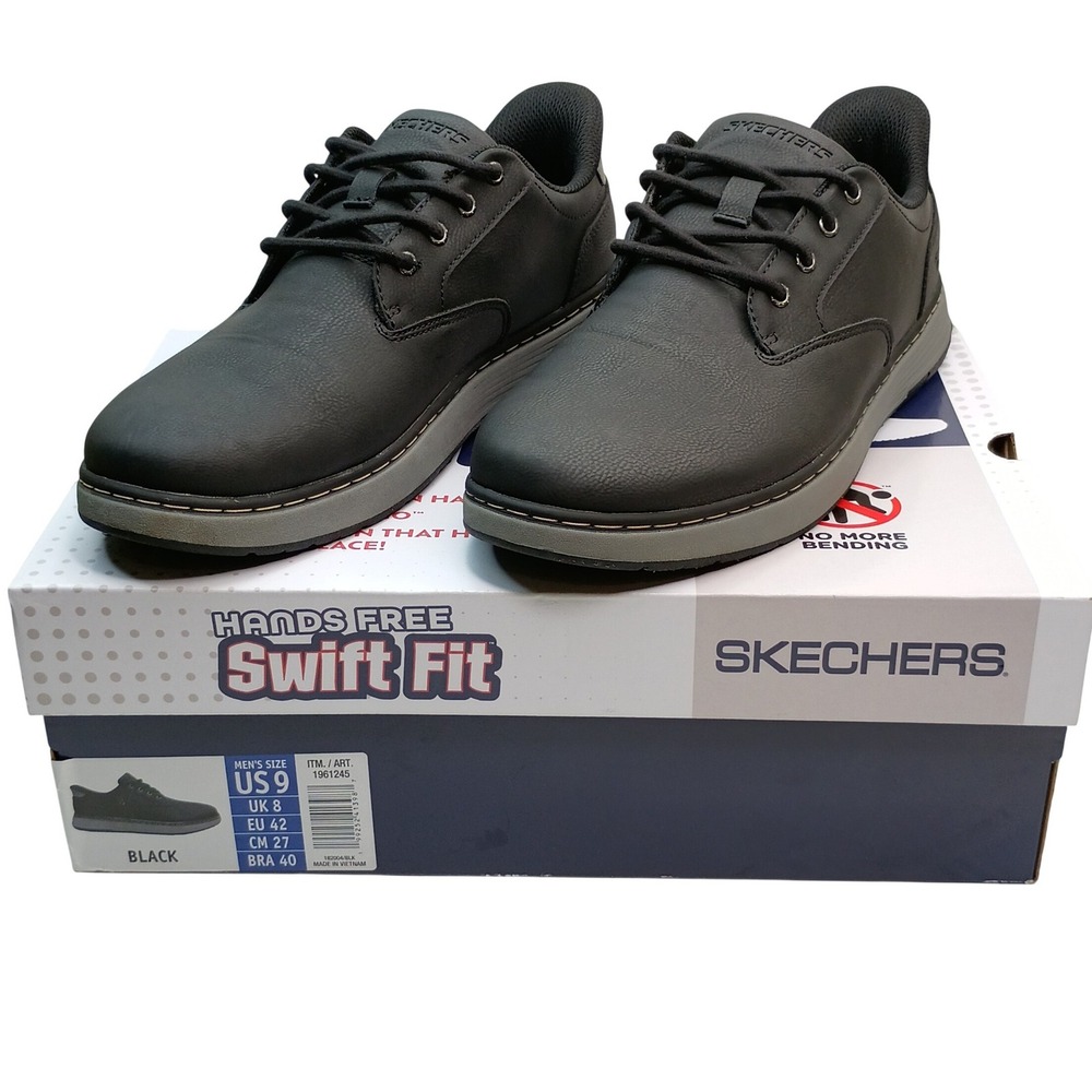 Skechers Swift Fit Oxford Men Size 9 Black Hands Free Slip-ins 1961245
